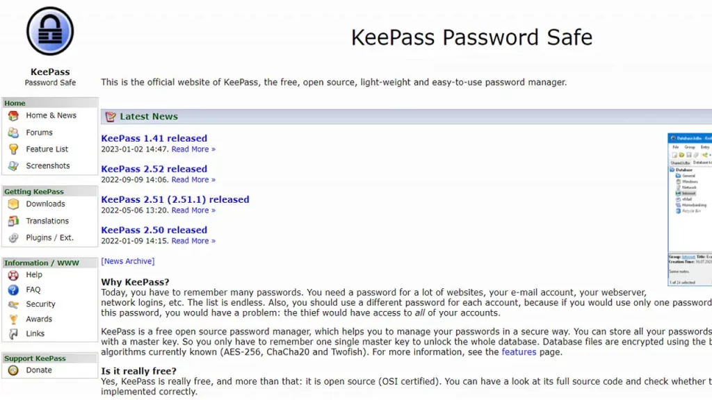 KeePass programma di gestione password